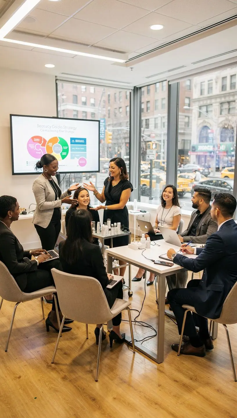 Prezentacja innowacyjnych rozwiązań dla biznesów kosmetycznych skupiająca się na budowaniu marki i wzroście sprzedaży.